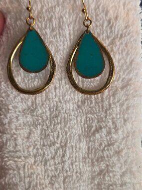 Metal and Blue Earrings